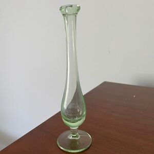 8” Uranium Glass Green Swung Vase